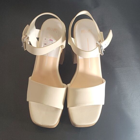 BRAND NEW MI,IM LOS ANGELES LEATHER WOODEN PLATFORM HIGH HEEL SANDALS - Picture 3 of 16